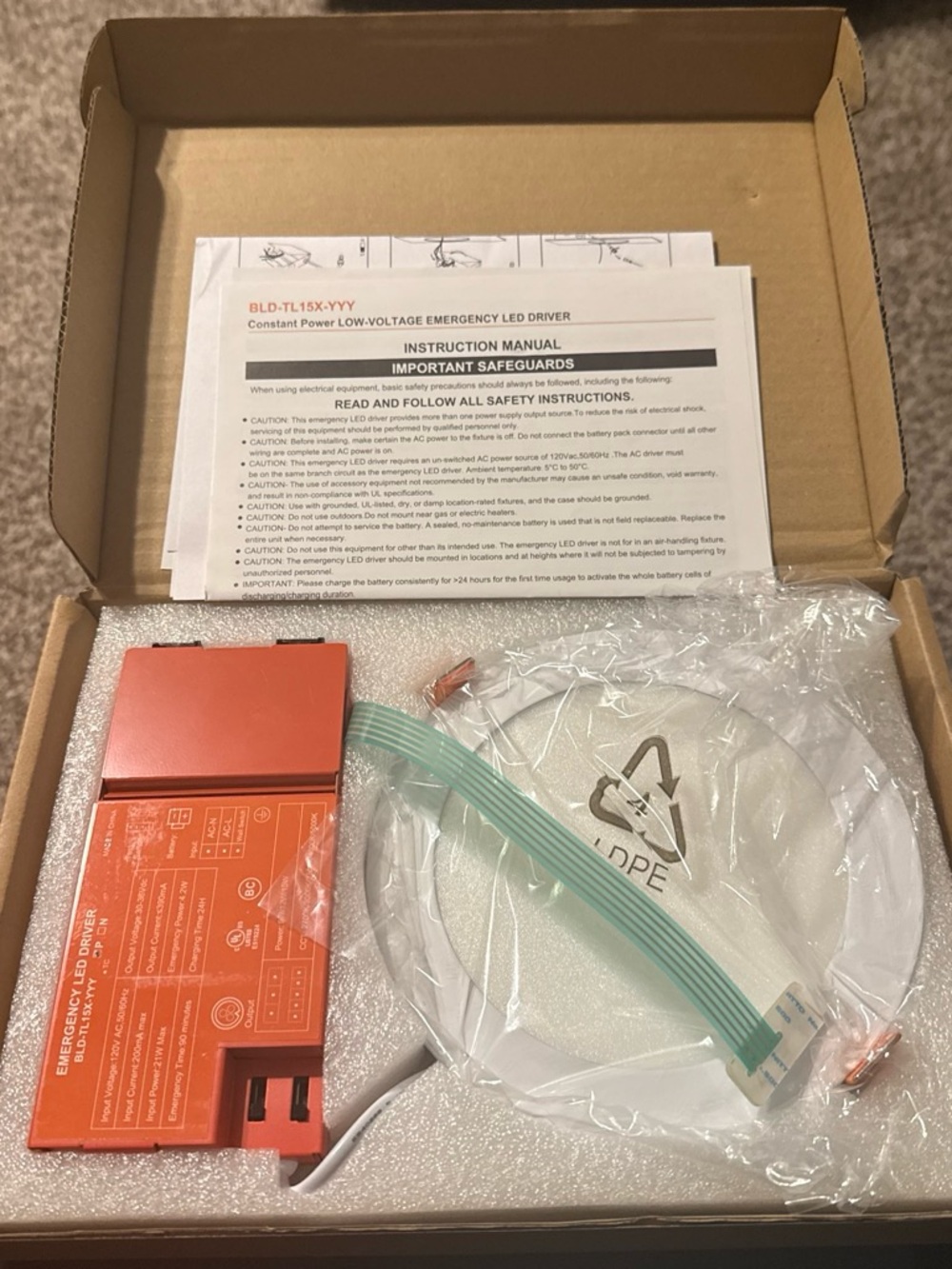 Emergency LED Driver Kit with White Round Downlight